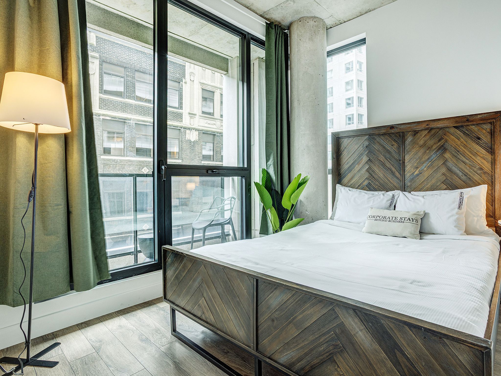 Furnished bedroom in a Montreal apartment by Montreal Stays